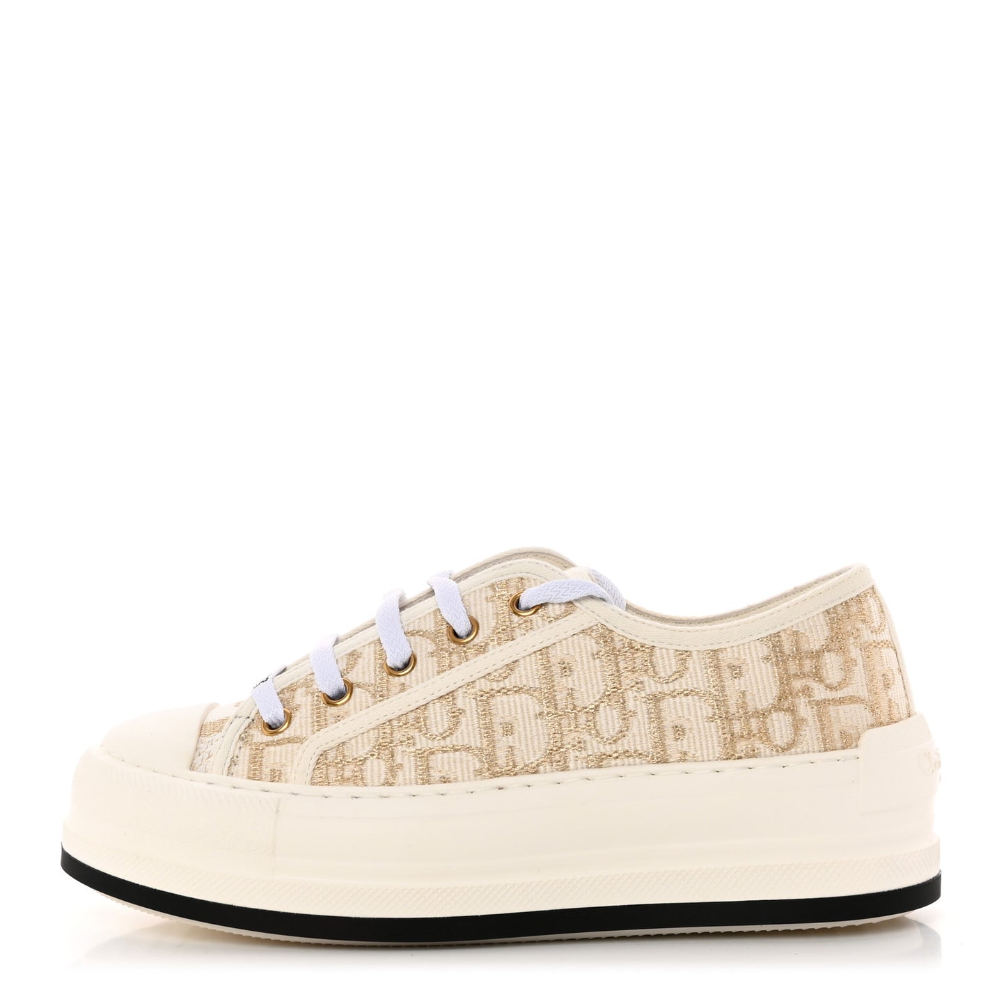 Canvas Oblique Walk'N'Dior Low Top Sneakers 35 Beige Gold