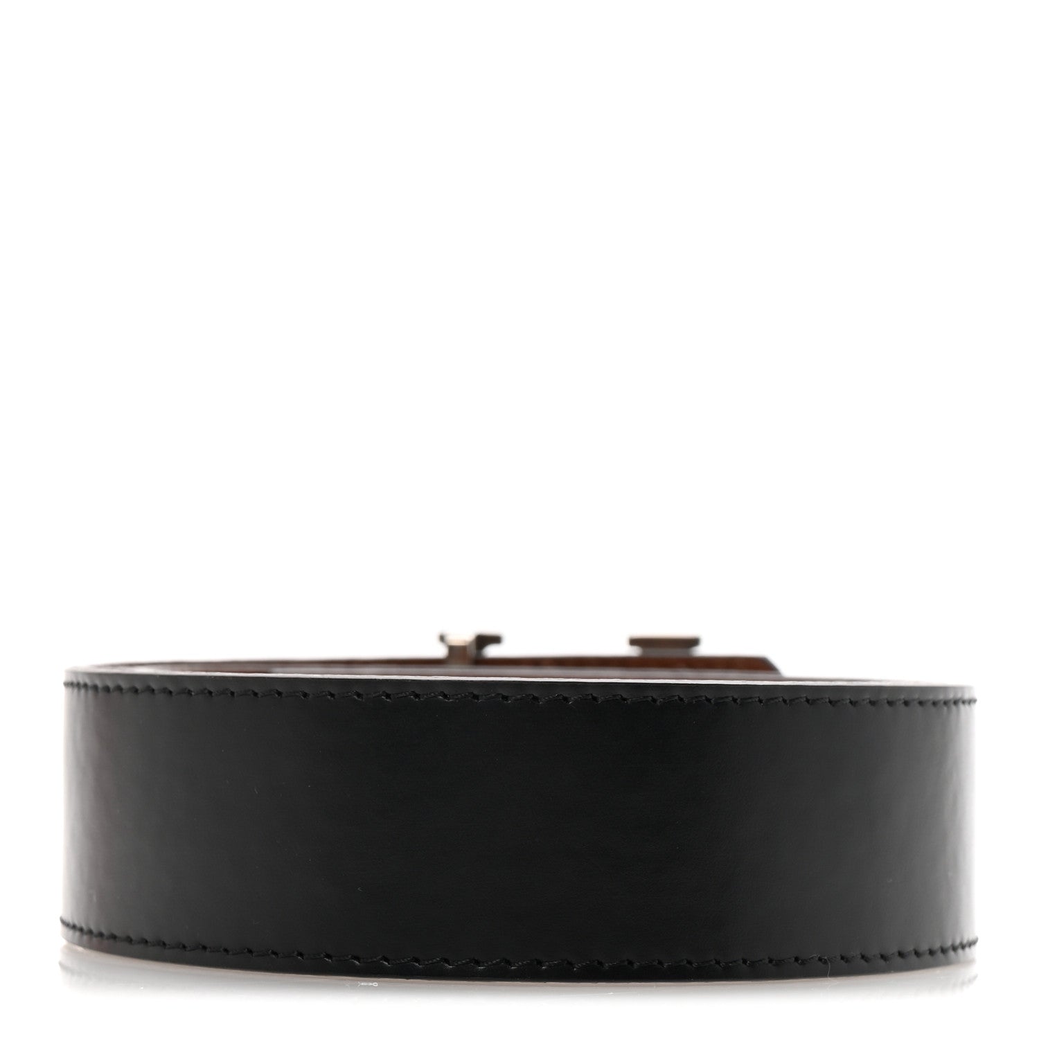 Louis Vuitton Calfskin 30mm LV Initiales Reversible Belt 95 38 Black Brown 2 of 5