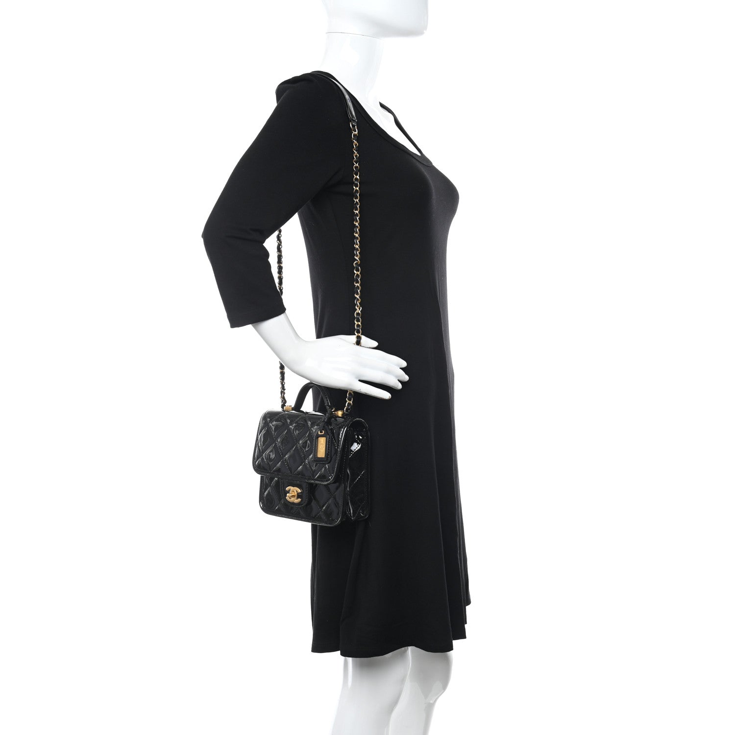 Chanel Patent School Memory Mini Top Handle Flap Black 2 of 12