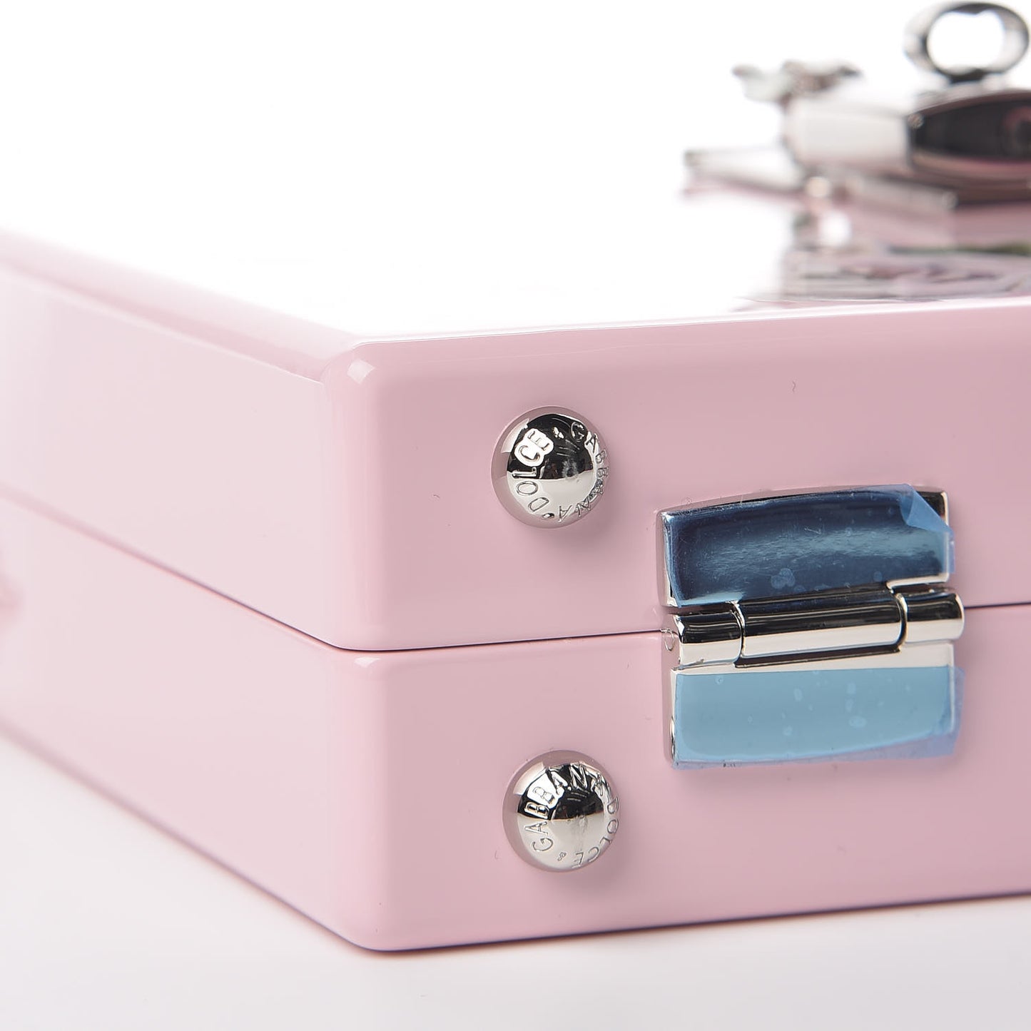 Acrylic Floral Print Dolce Box Clutch Pink