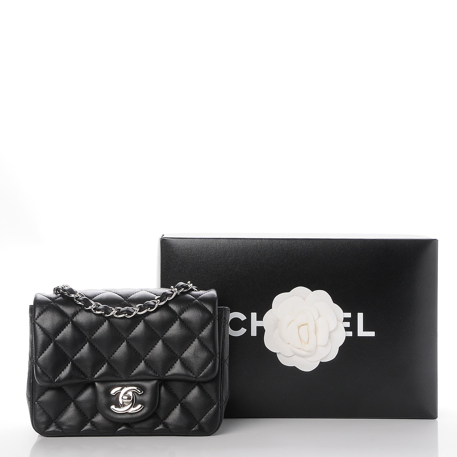 Chanel Lambskin Quilted Mini Square Flap Black 8 of 8
