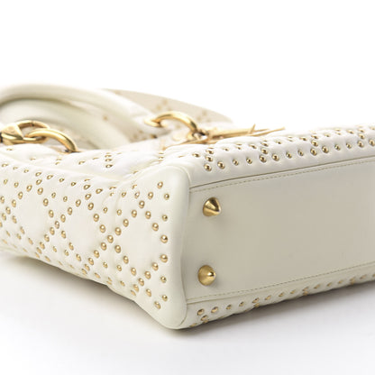 Christian Dior Calfskin Cannage Studded Medium Supple Lady Dior White 7 of 8