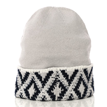 Chanel Cashmere Blend CC Beanie Hat With Gloves Set White Navy Blue 4 of 10