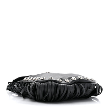 Saint Laurent Calfskin Fringe Small Studded Anita Crossbody Bag Black 4 of 12