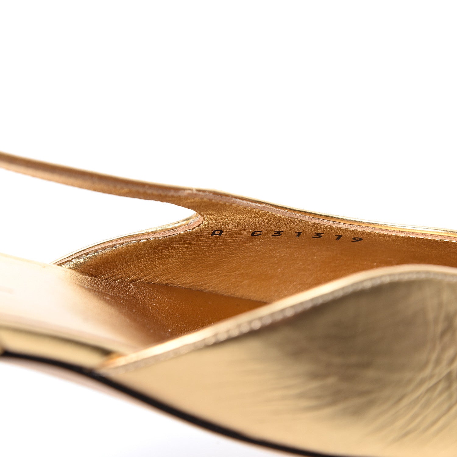 Chanel Laminated Lambskin Grosgrain Cap Toe CC Slingback Flats 37.5 Gold Black 7 of 8