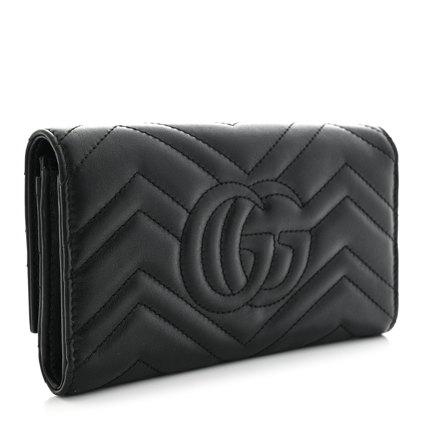 Calfskin Matelasse GG Marmont Continental Wallet Black
