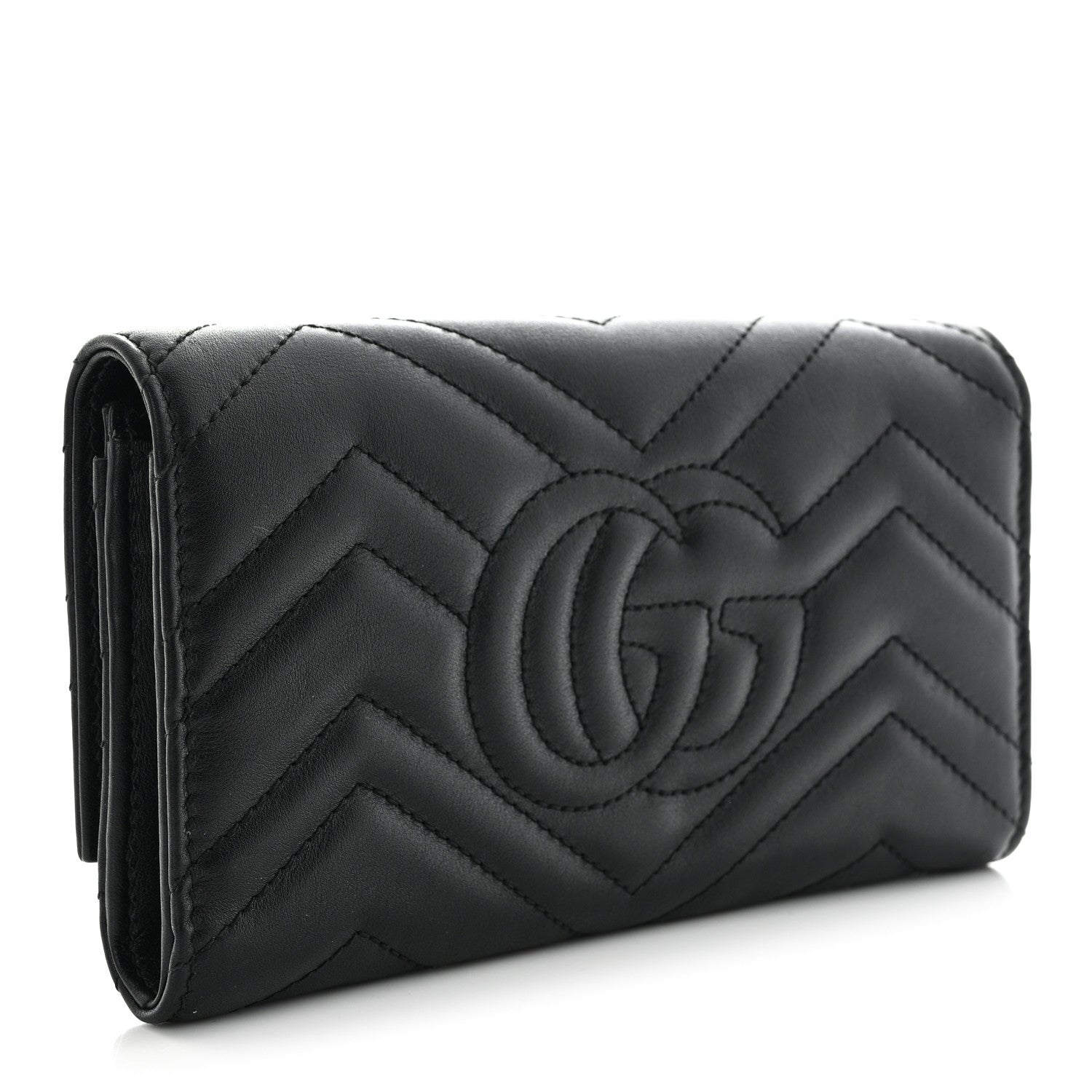 Gucci Calfskin Matelasse GG Marmont Continental Wallet Black 3 of 7