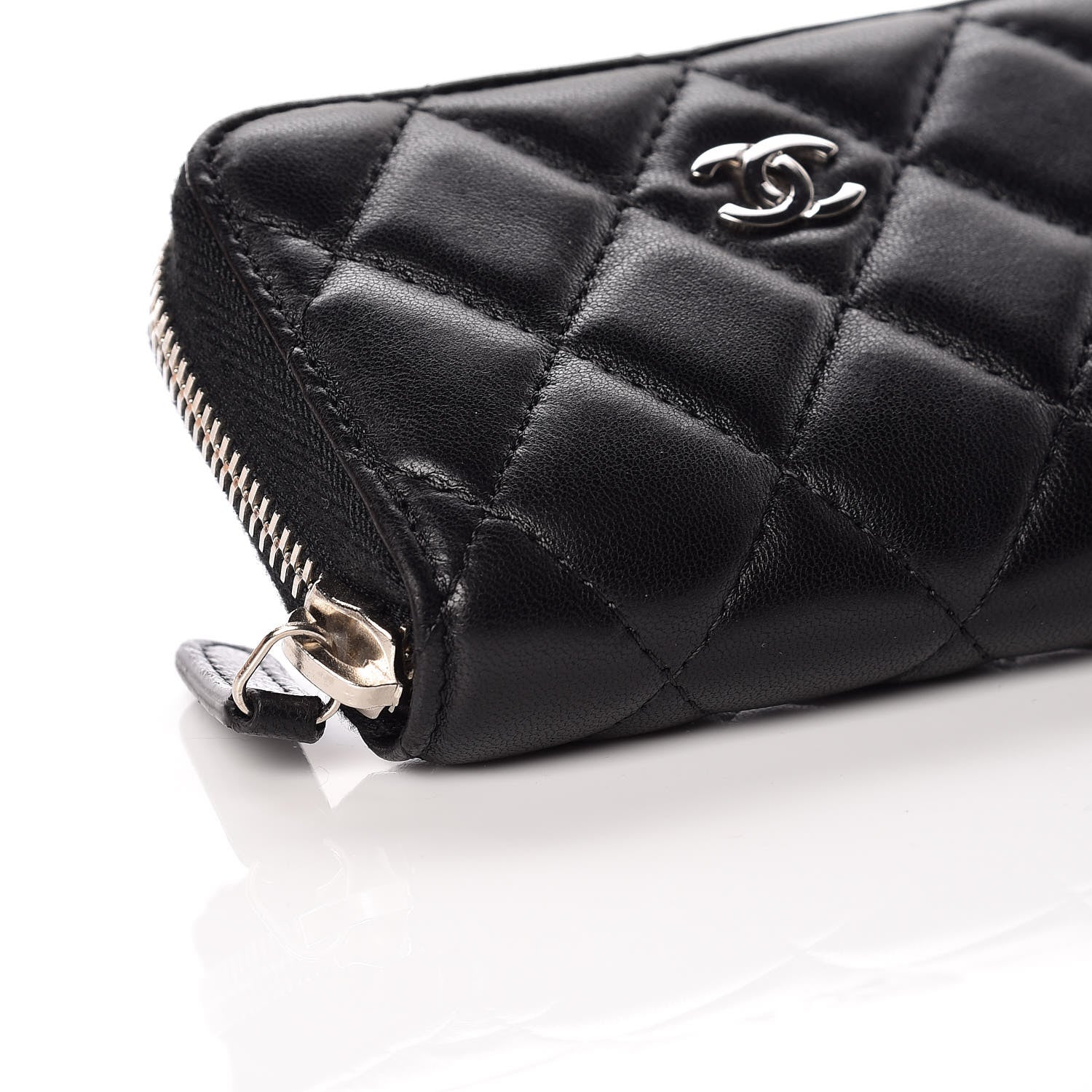 Chanel Lambskin Quilted Zip Coin Purse Black 8 of 10