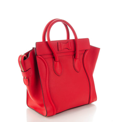 Celine Drummed Calfskin Mini Luggage Coquelicot 3 of 7