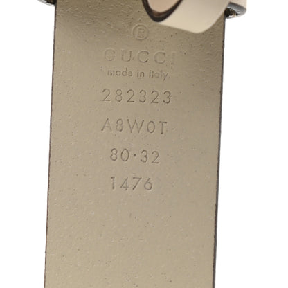 Gucci Margaux Calfskin Studded Interlocking G 30mm Belt 80 32 Mystic White 3 of 6