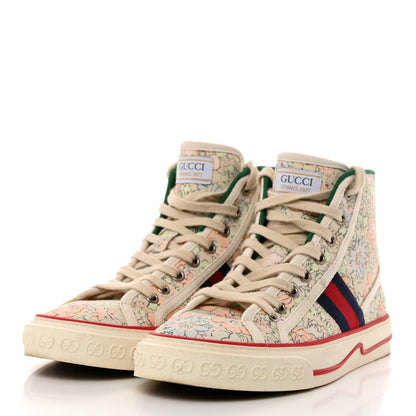 Gucci X LIBERTY OF LONDON Canvas Web Tracy Print Womens 1977 Tennis High Top Sneakers 37 Mint Peach Mystic White 3 of 7