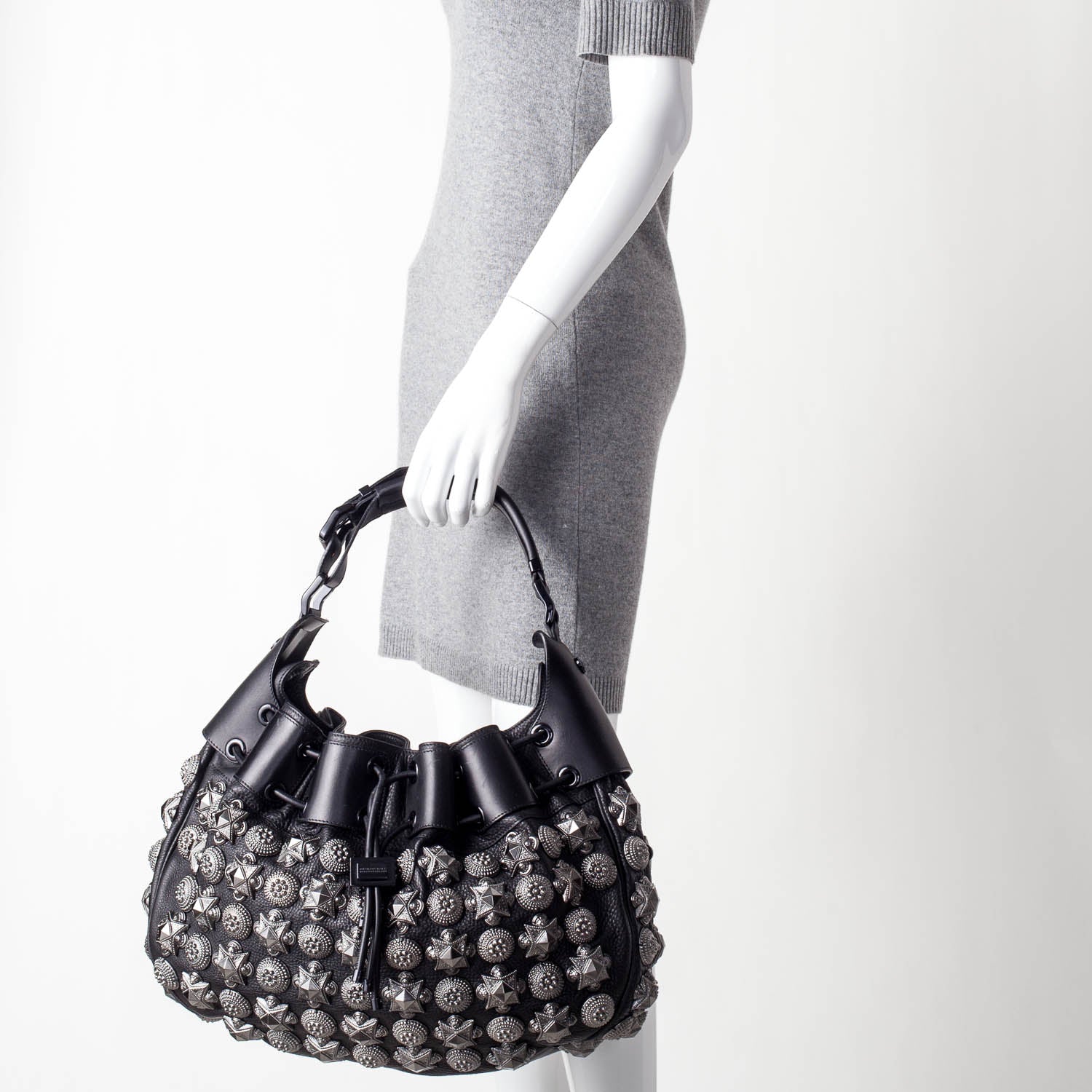 Burberry Prorsum Leather Mason Warrior Studded Hobo Black 2 of 10