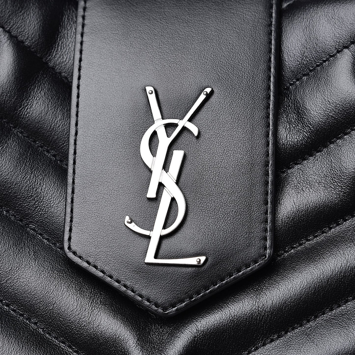 Calfskin Y Quilted Monogram Large Loulou Shopper Black