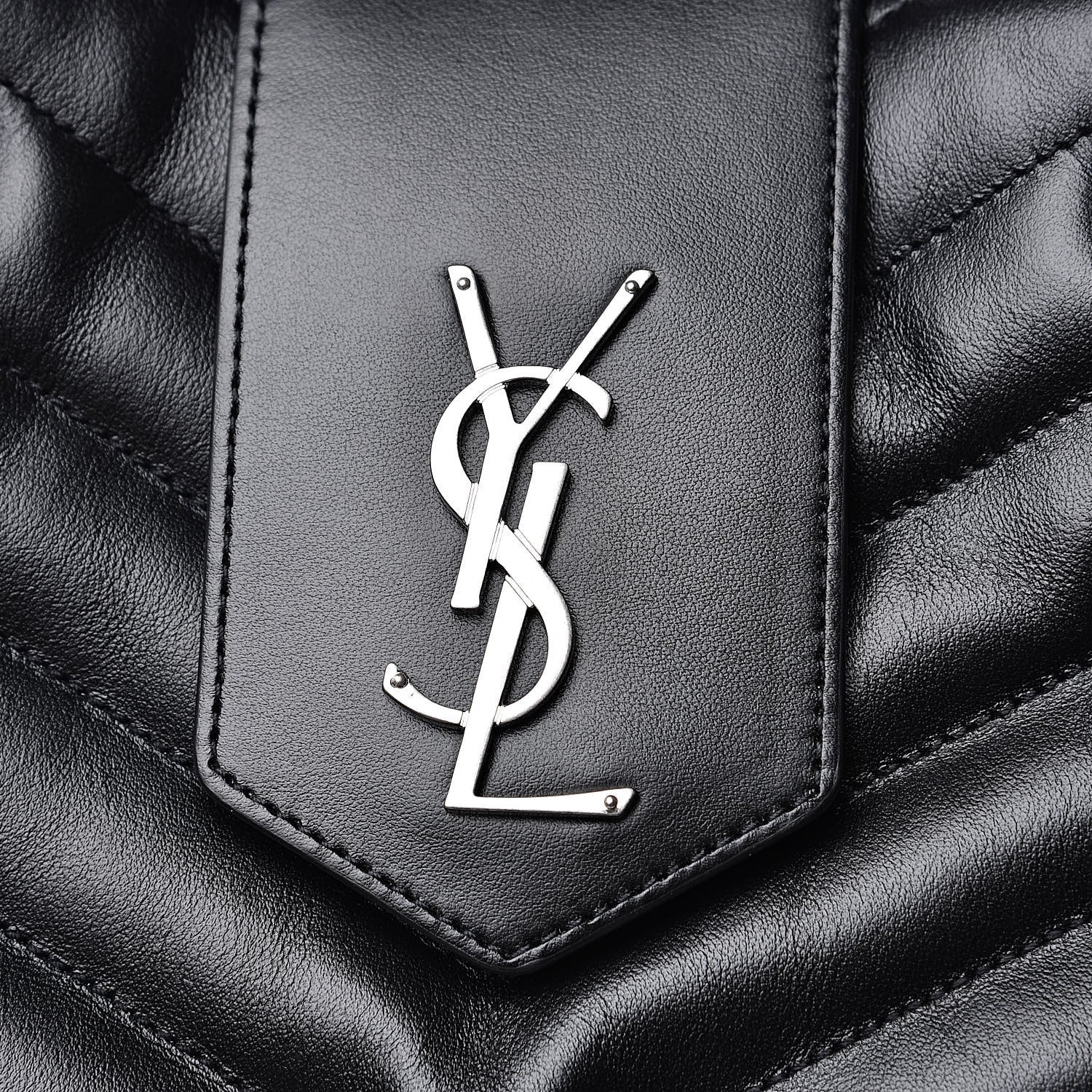 Saint Laurent Calfskin Y Quilted Monogram Large Loulou Shopper Black 10 of 10