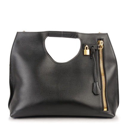 Tom Ford Grained Calfskin Alix Padlock Zip Tote Black 1 of 7