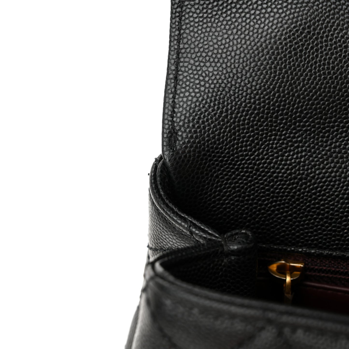 Caviar Quilted Mini Coco Chain Handle Flap Black