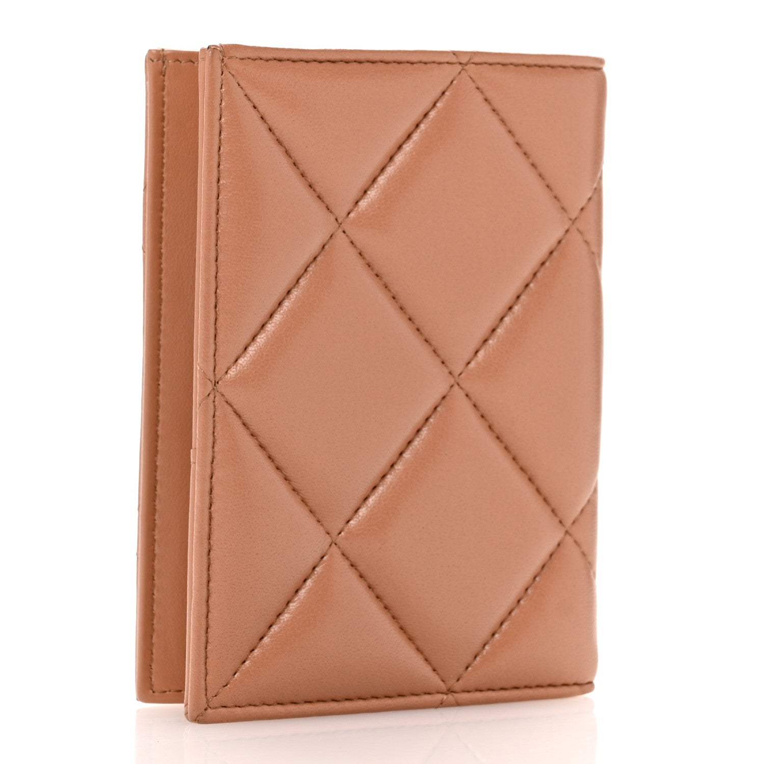 Chanel Lambskin Quilted Chanel 19 Passport Holder Brown 3 of 11