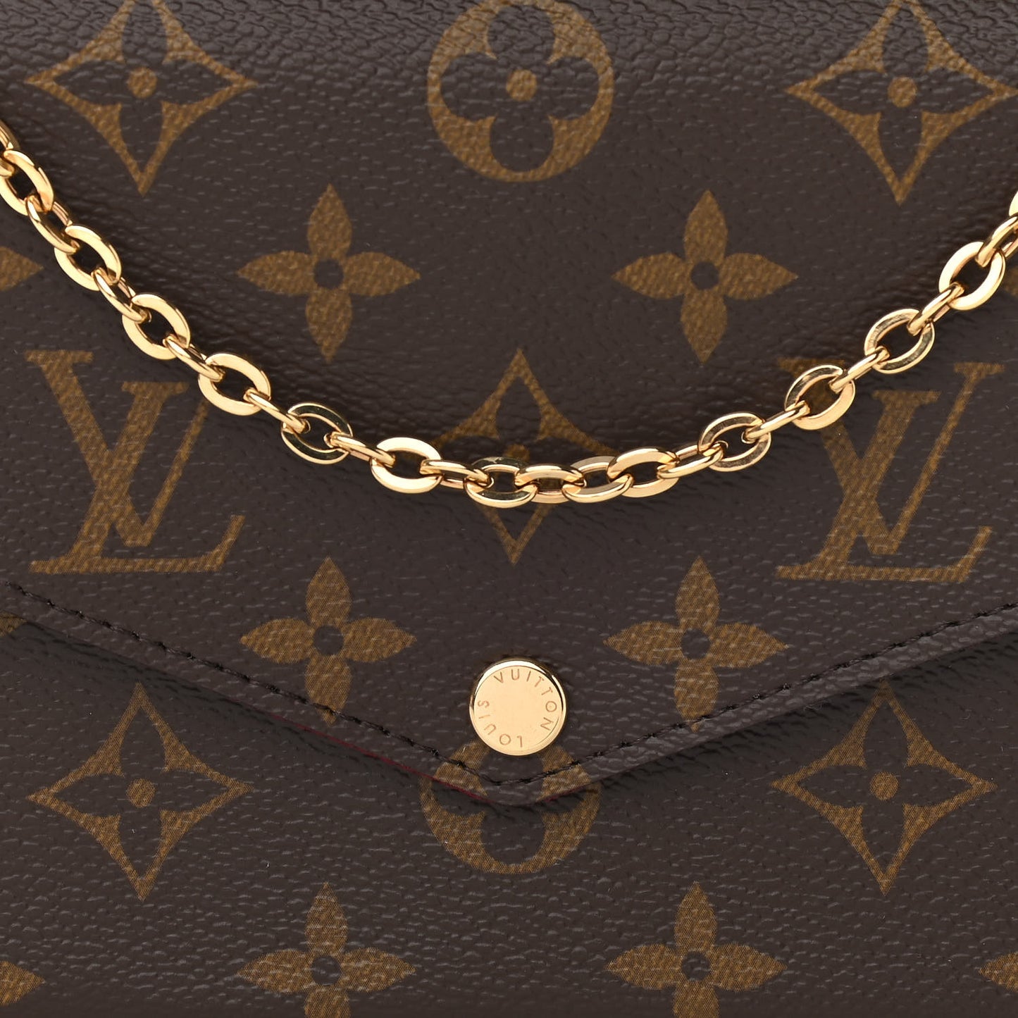 Monogram Pochette Felicie Chain Wallet Fuchsia