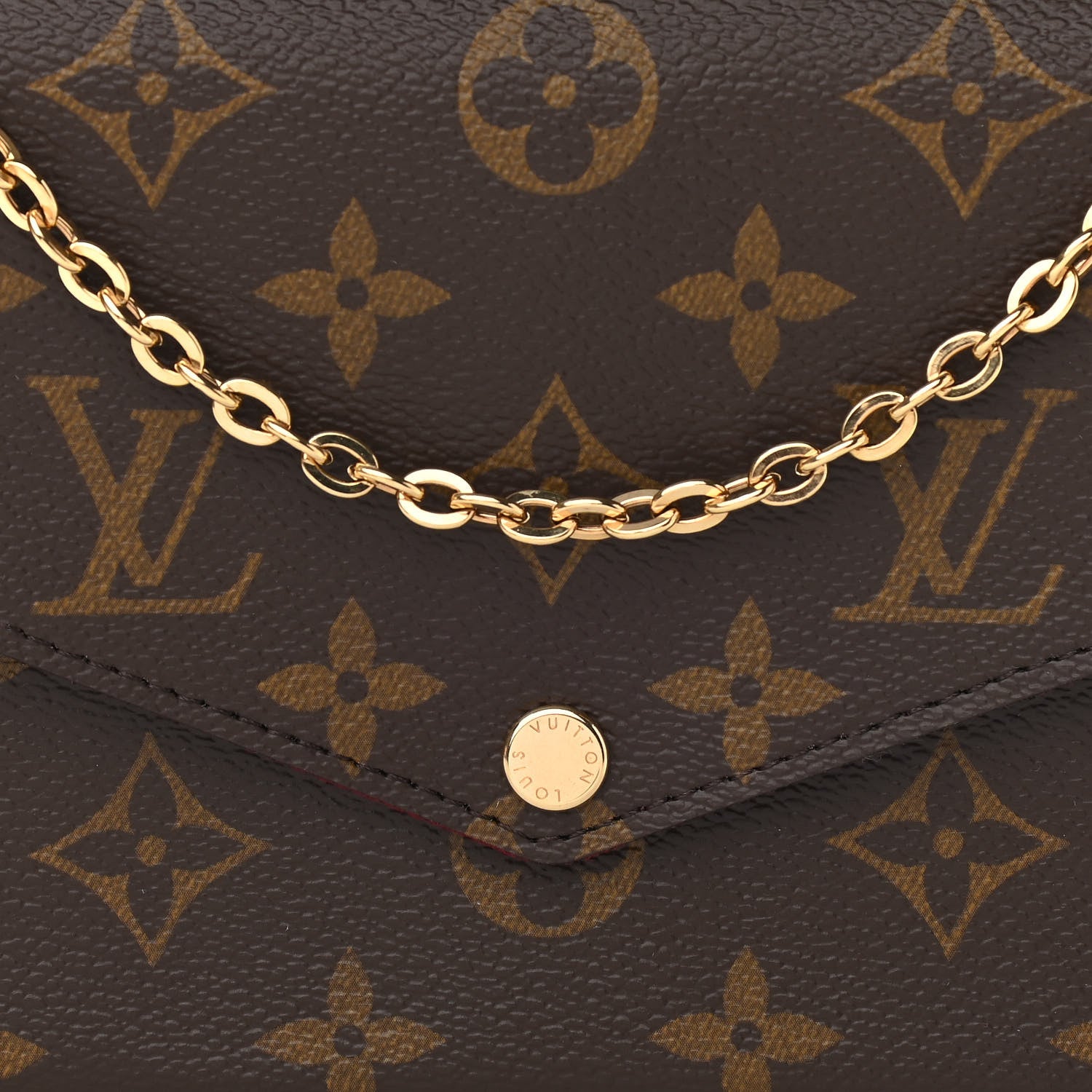Louis Vuitton Monogram Pochette Felicie Chain Wallet Fuchsia 8 of 11