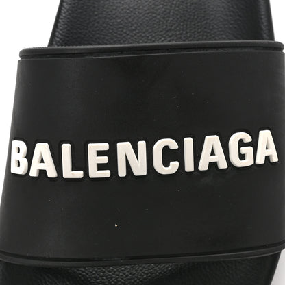 Balenciaga Rubber Womens Logo Pool Slide Sandals 40 Black 7 of 10