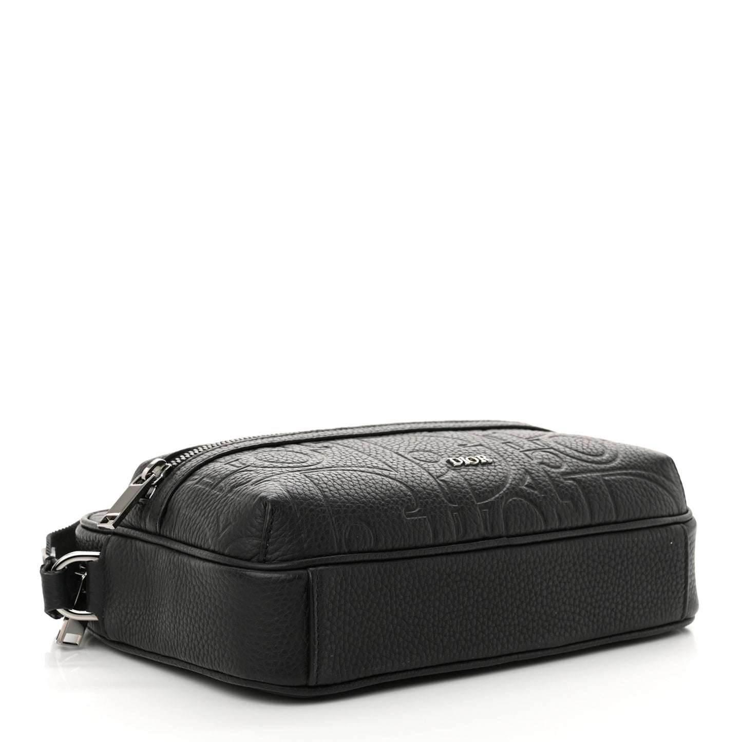Grained Calfskin Embossed Dior Gravity Rider Zipped 2.0 Messenger Black