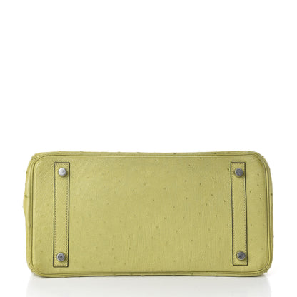 Hermes Ostrich Birkin 30 Vert Anis 6 of 29