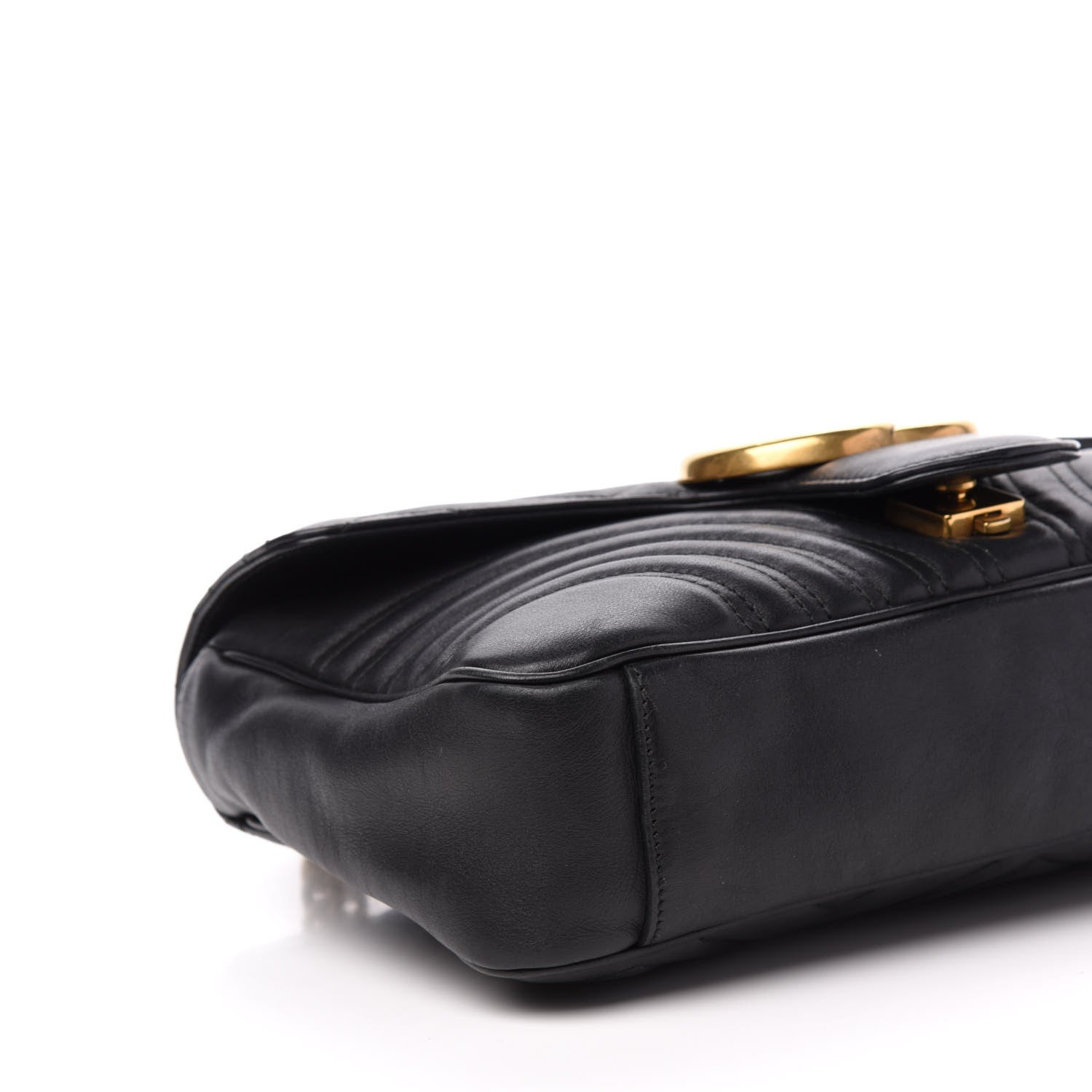 Gucci Calfskin Matelasse Medium GG Marmont Shoulder Bag Black 11 of 13