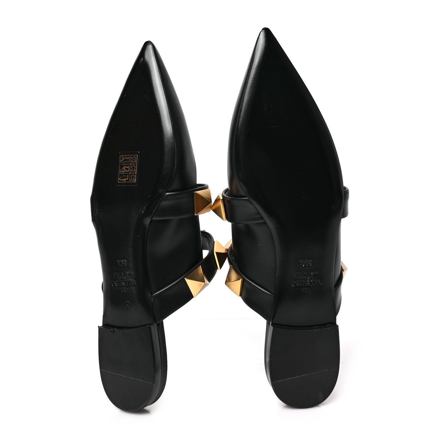 Valentino Garavani Calfskin Roman Stud Flat Mules 39.5 Black 5 of 7