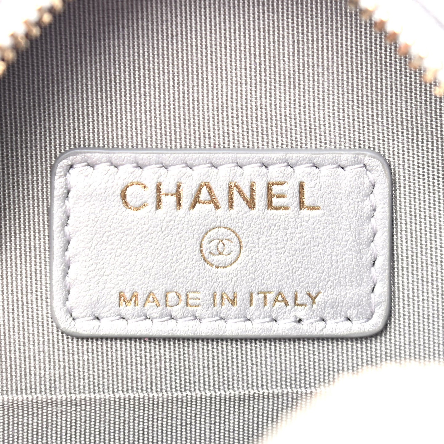 Metallic Lambskin Quilted Chanel 19 Round Clutch With Chain Silver
