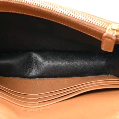 Saint Laurent Grain De Poudre Matelasse Chevron Monogram Envelope Chain Wallet Natural Dark 4 of 15
