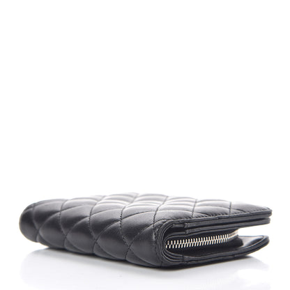 Chanel Lambskin Quilted Zip Around Coin Purse Wallet Black 4 of 10