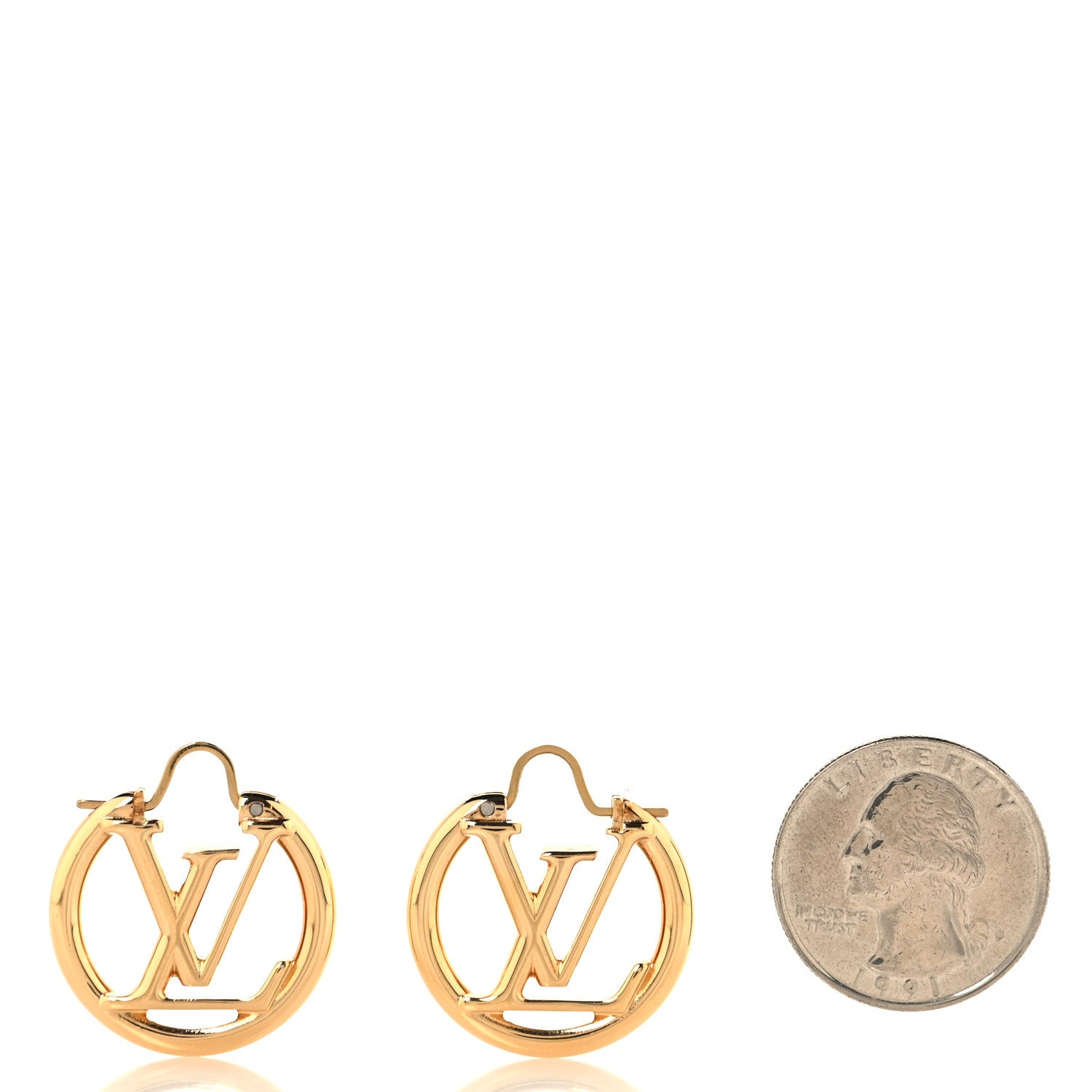 Louis Vuitton Metal Small Louise Hoop Earrings Gold 2 of 4