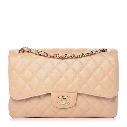Chanel Iridescent Caviar Quilted Jumbo Double Flap Beige 1 of 26