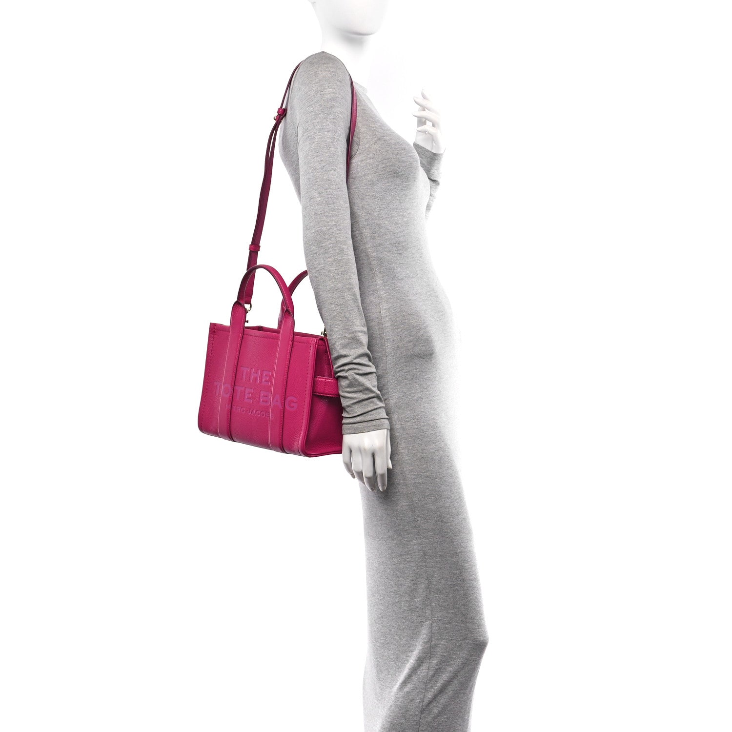 Marc Jacobs Grained Calfskin Small The Tote Bag Hot Pink 2 of 9