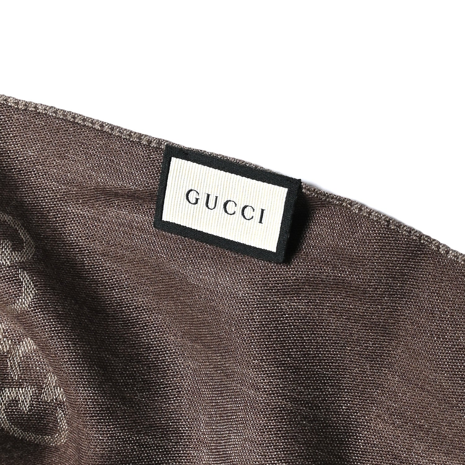 Gucci Wool Silk GG Monogram GGNat Scarf Rope Dark Brown 4 of 4