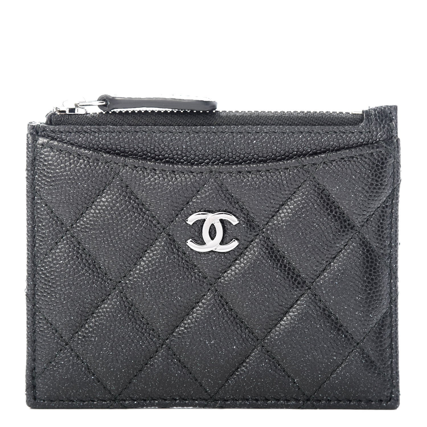 Chanel Iridescent Caviar Quilted CC Zip Card Holder Black 1 of 8