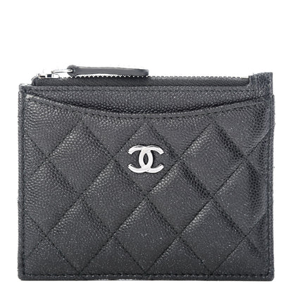Chanel Iridescent Caviar Quilted CC Zip Card Holder Black 1 of 8