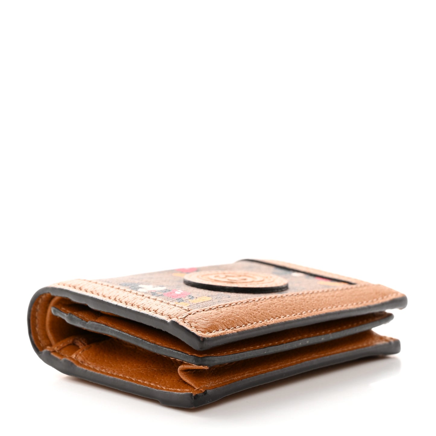 X DISNEY Mini Vintage GG Supreme Monogram Mickey Mouse Card Holder Wallet Beige Vintage Sun Oil