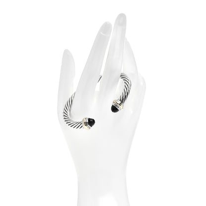 David Yurman Sterling Silver 14K Yellow Gold Black Onyx 7mm Cable Classics Bracelet 2 of 4