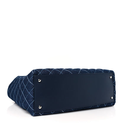 Chanel Denim Quilted Medium Coco Handle Shopping Tote Blue 5 of 12
