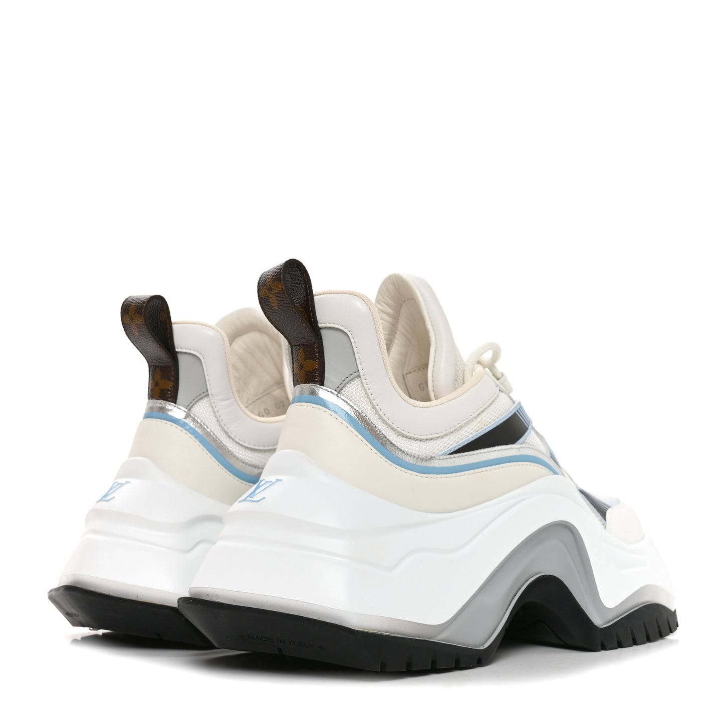 Calfskin Technical Nylon LV Archlight Sneakers 38 White Blue Gris