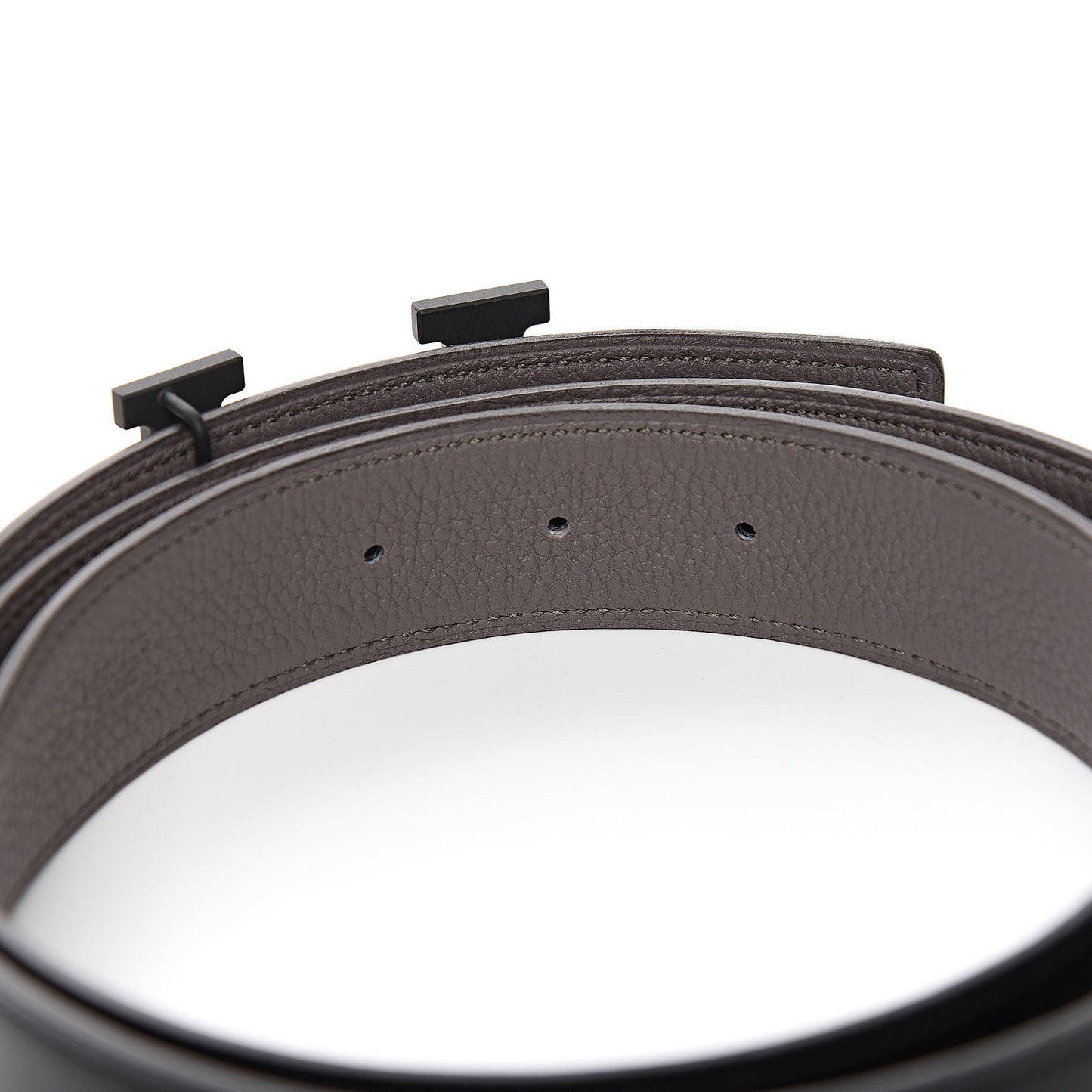 Box Taurillon Clemence 32mm H Belt 95 Black Etain