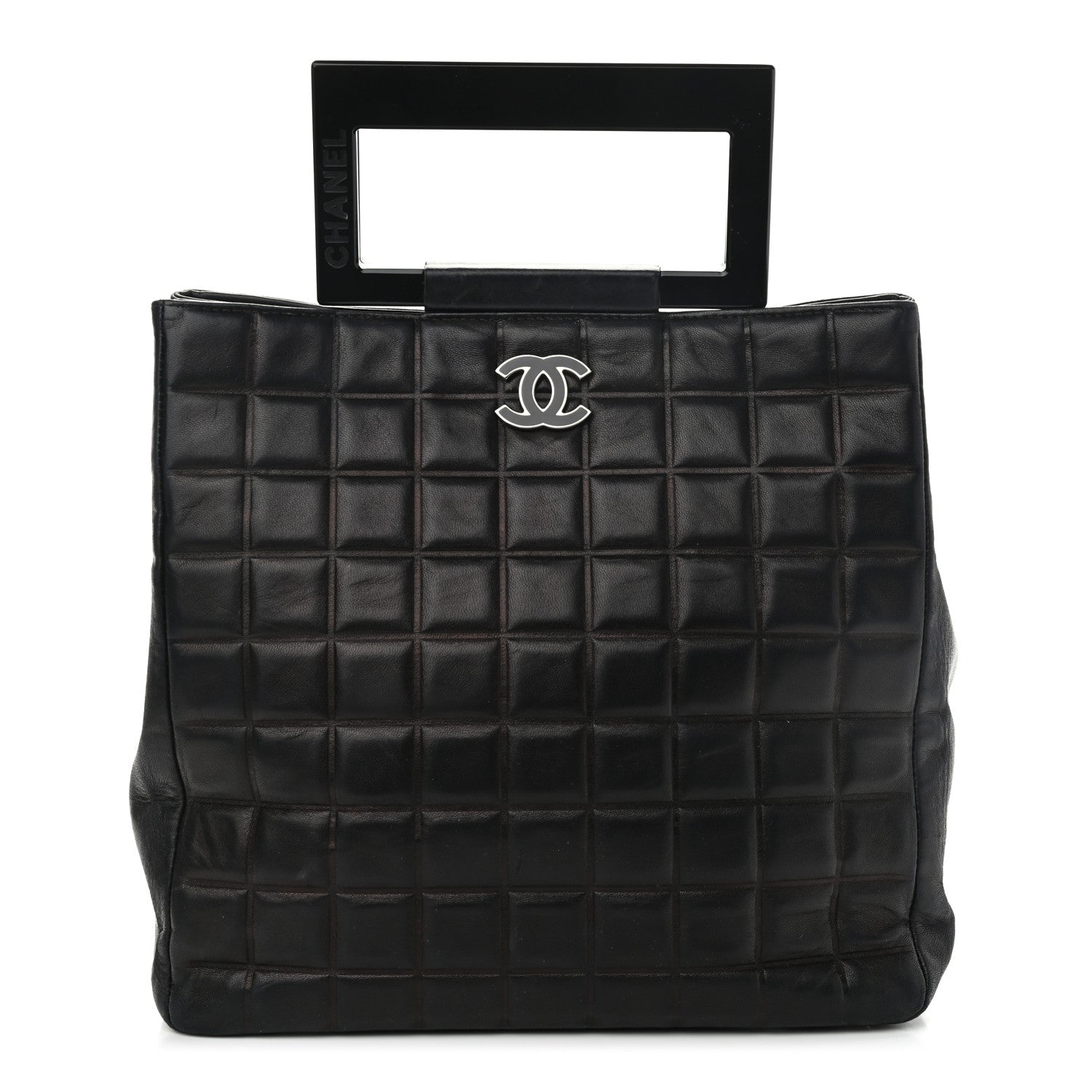 Chanel Lambskin Chocolate Bar Quilted Frame Handbag Black 1 of 10