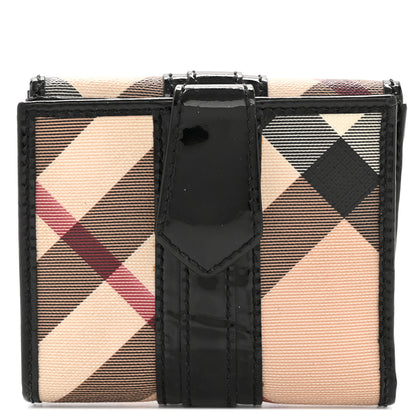 Burberry Patent Nova Check Wallet Black 1 of 13