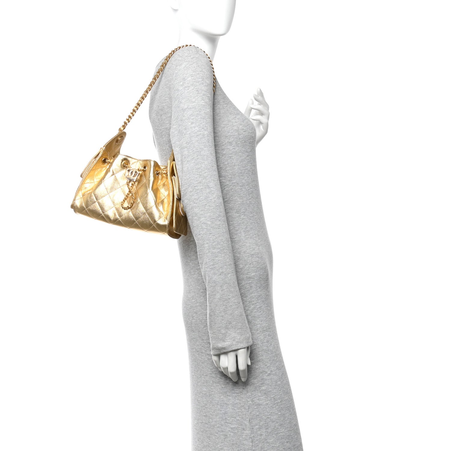 Chanel Metallic Caviar Quilted Mini Chanel 25 Handbag Gold 2 of 11