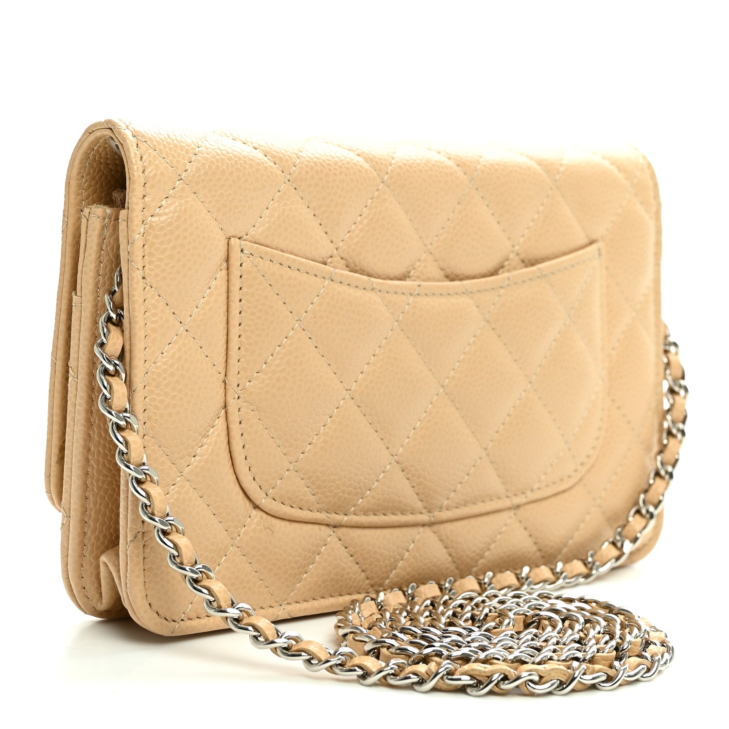 Chanel Caviar Quilted Wallet on Chain WOC Beige 3 of 12