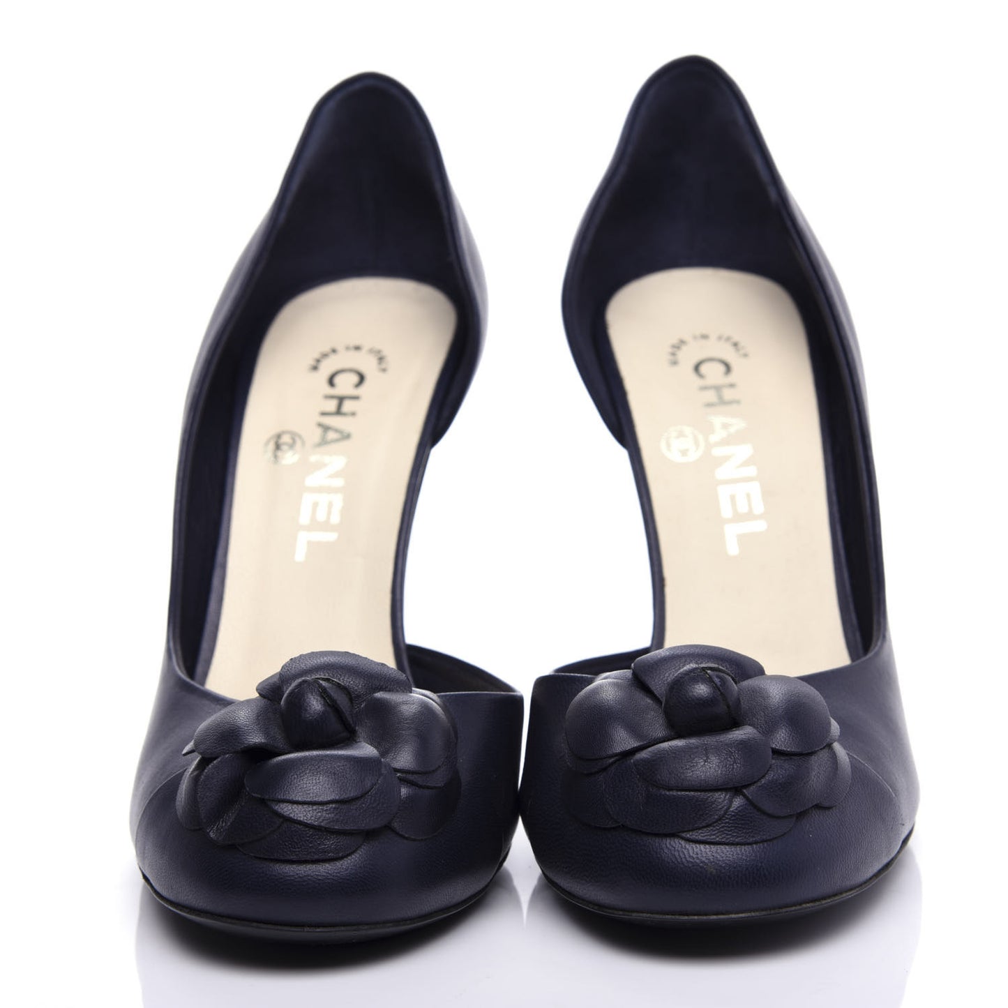 Lambskin Camellia Pumps 39 Navy