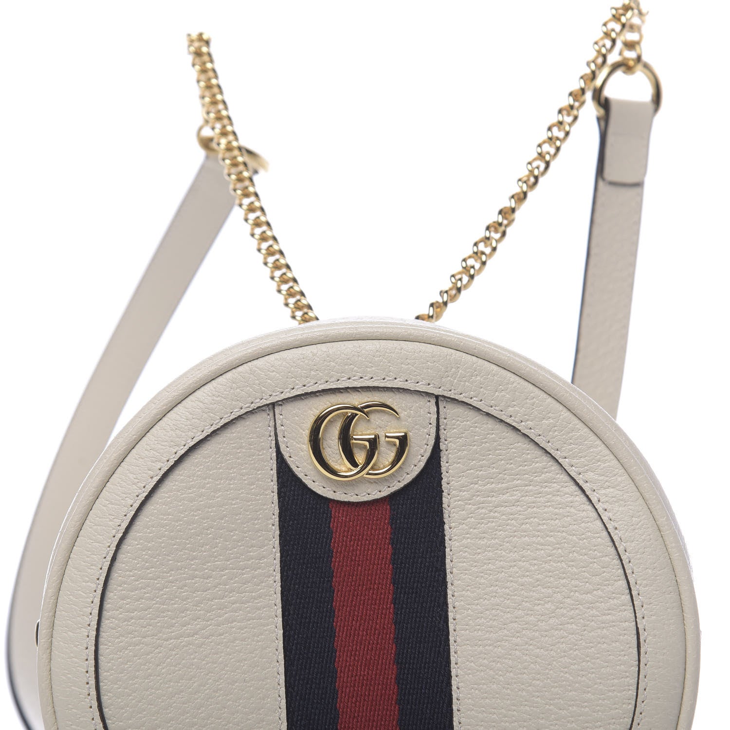 Gucci Textured Calfskin Web Mini Ophidia Round Backpack Mystic White 9 of 9