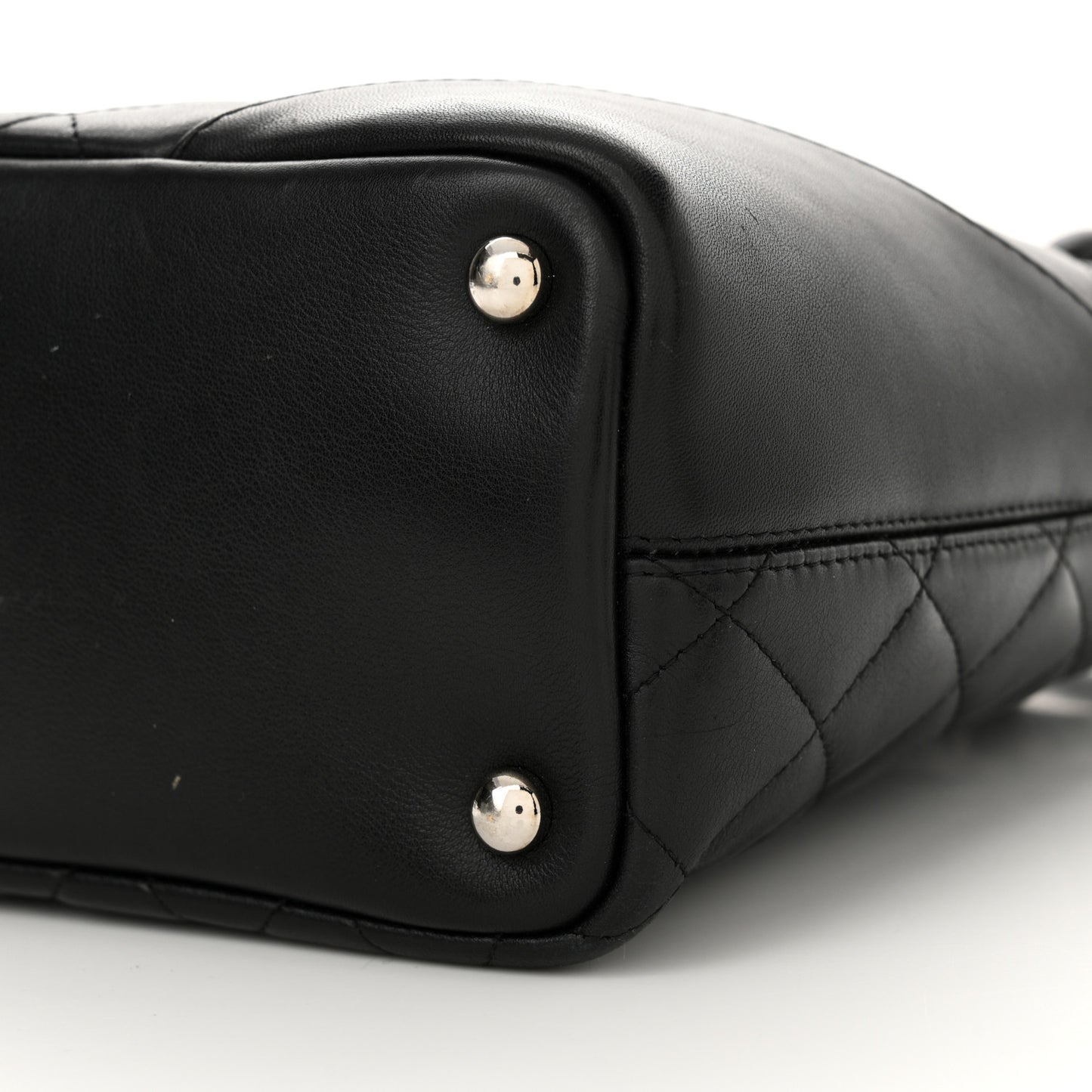 Calfskin Quilted Small Cambon Tote Black White