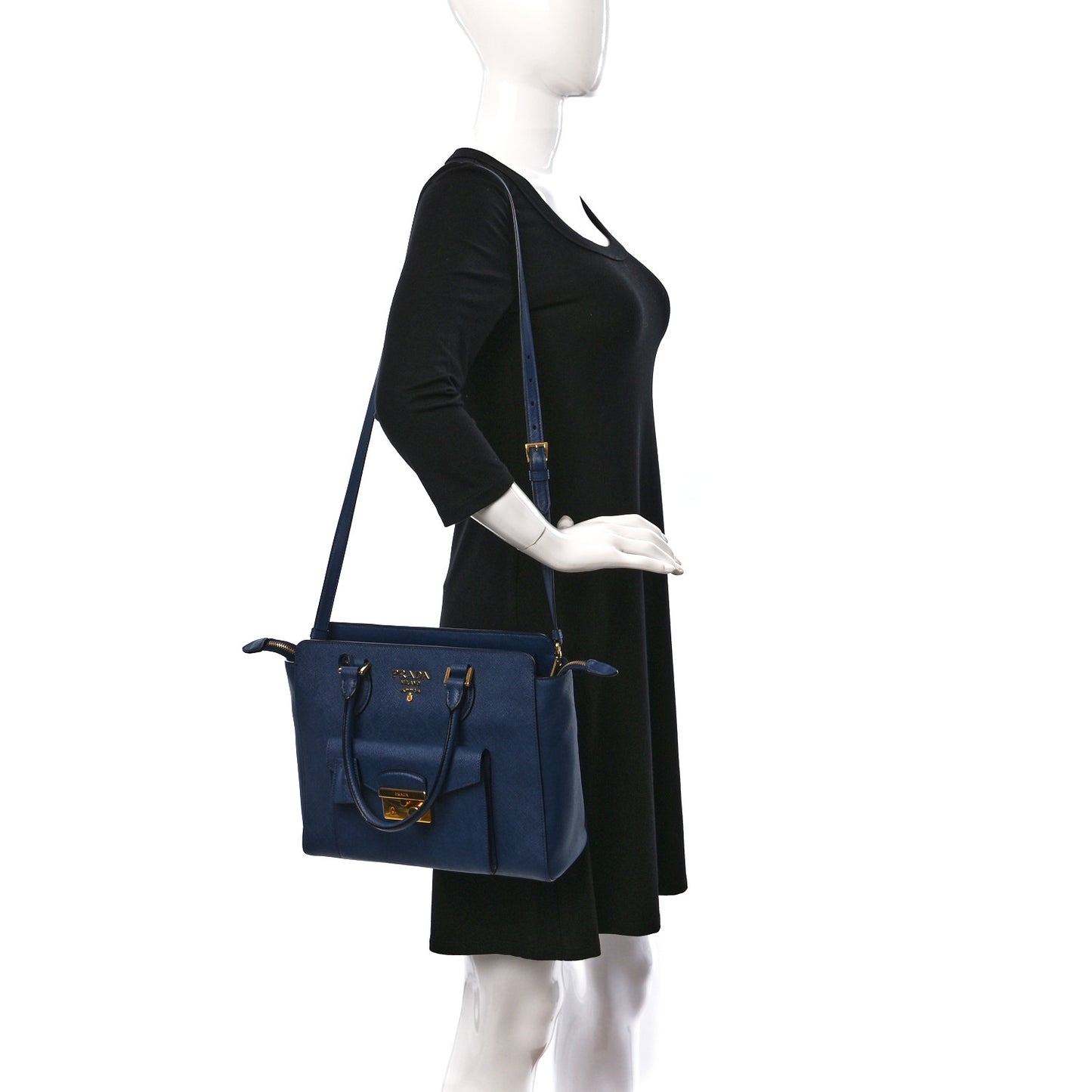 Saffiano Soft Calfskin Tote Bluette